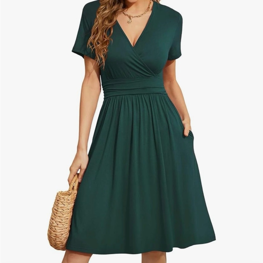 Chic Forest Green Midi Dress